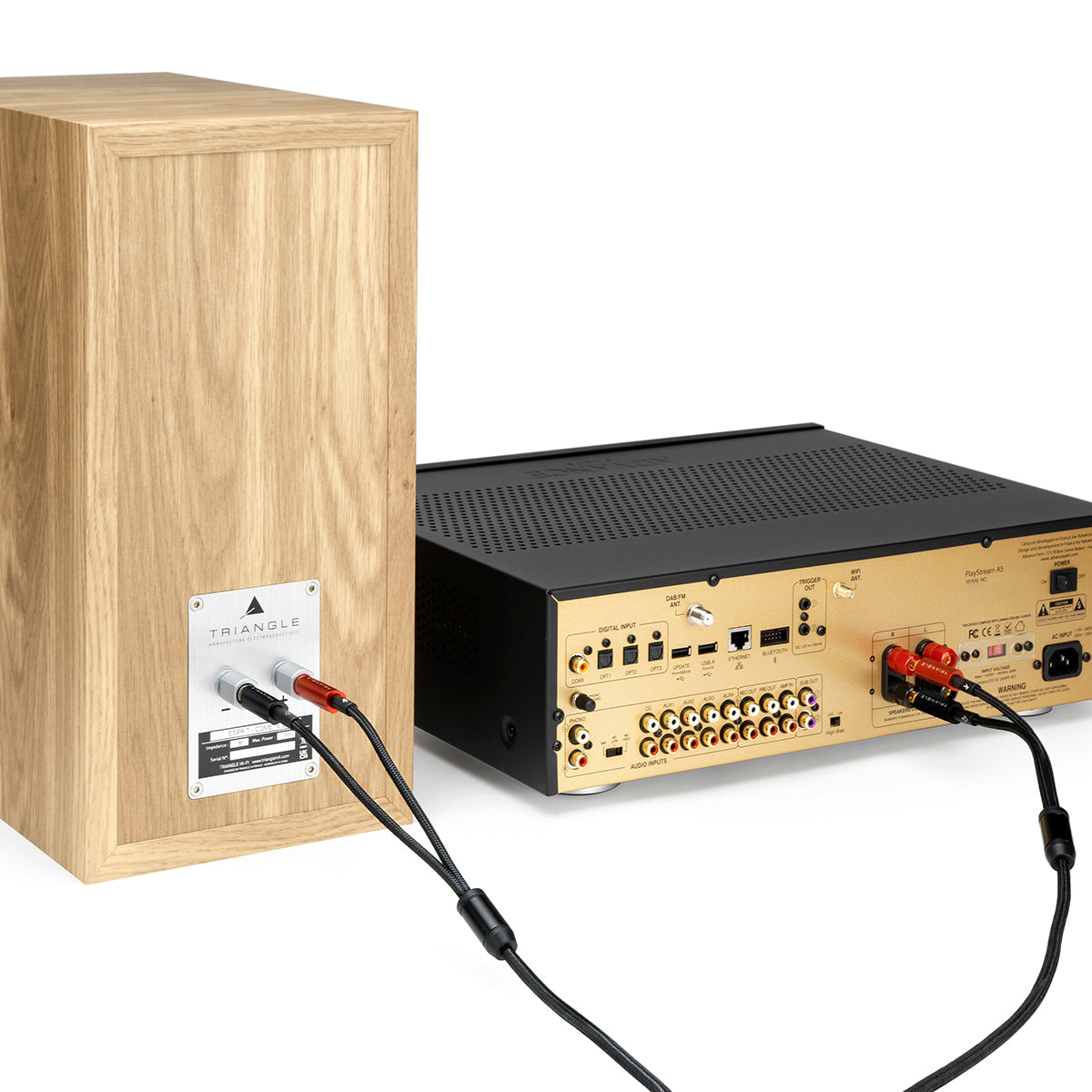 triangle cables d'enceintes montés câbles d'enceintes hifi BLACK serie pictures packshot branchement enceintes amplificateur